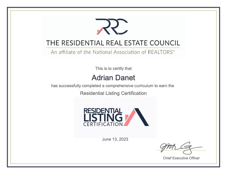 Residential Listing Certification